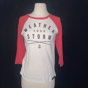 Flag Nor Fail Red and White Graphic Raglan Top